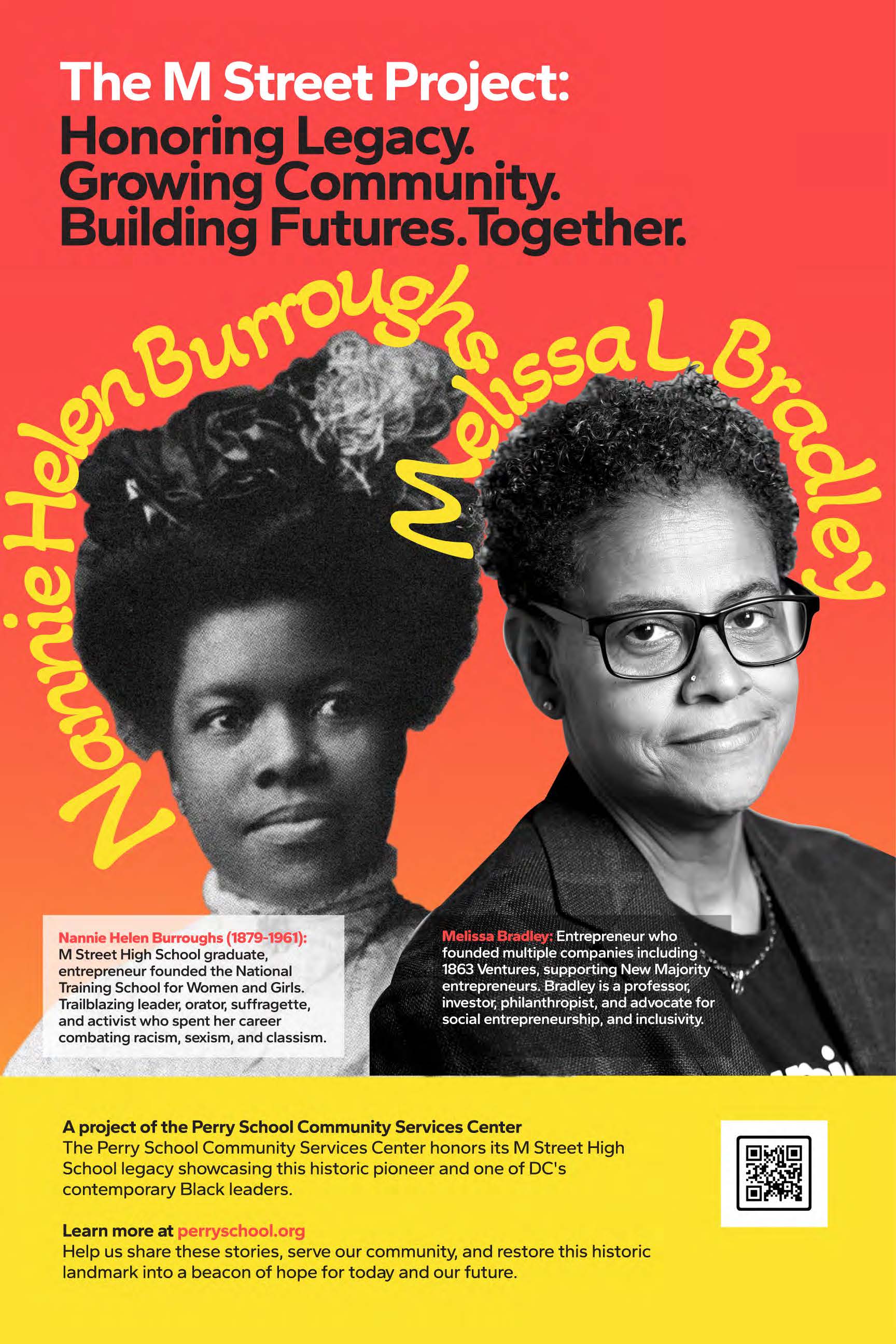 The M Street Project poster honoring legacy, growing community, and building futures